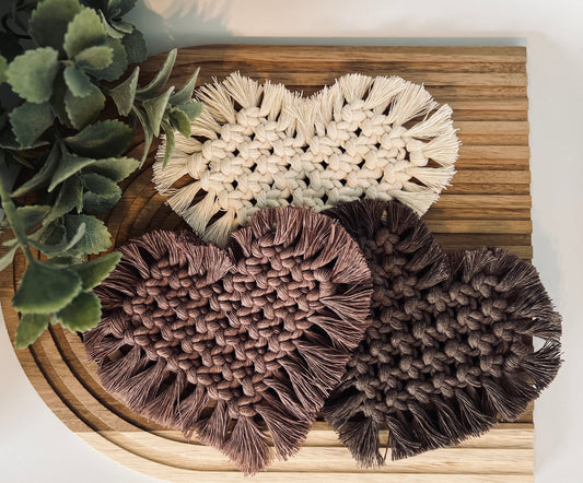Heart Macramé Coasters