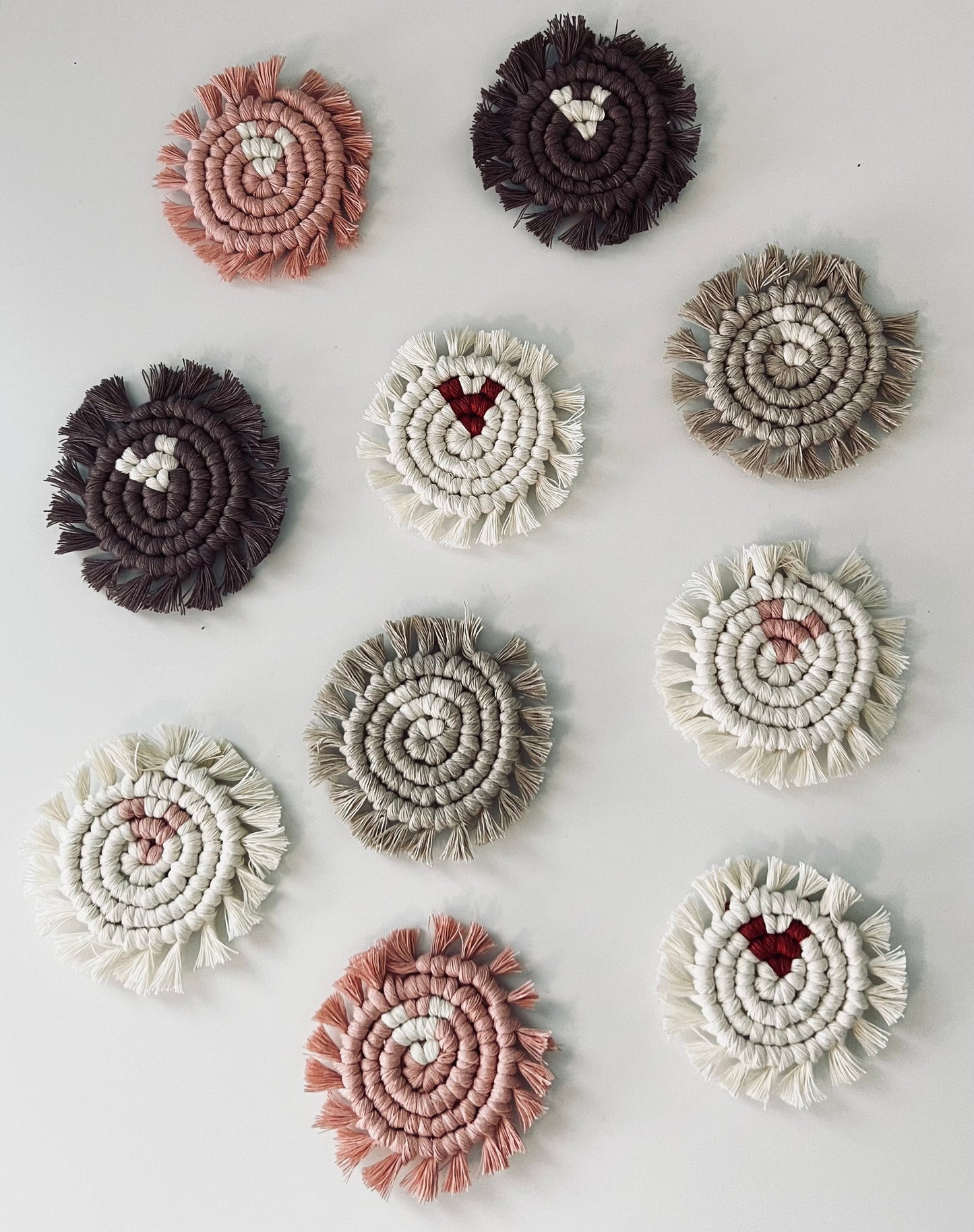 Heart Macramé Car Coasters