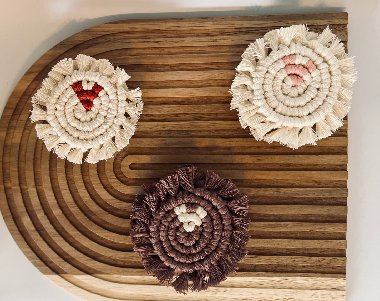Heart Macramé Car Coasters