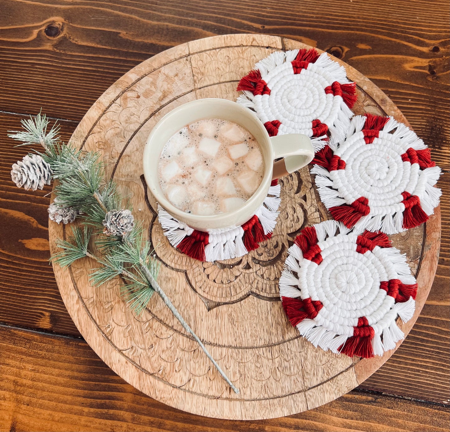 Macrame Holiday Coasters