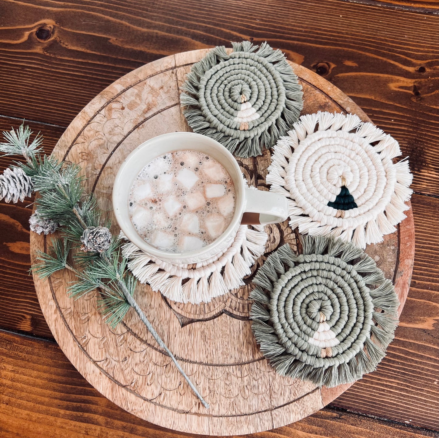 Macrame Holiday Coasters